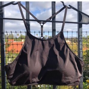 high neck black bikini top